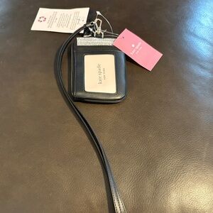 Kate Spade Black and Silver Card Holder with Strap